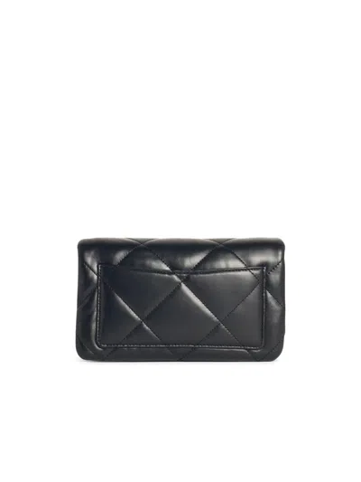 Tory Burch Kira Diamond Leather Wallet On Chain In Black