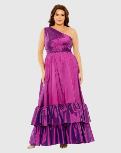 Mac Duggal One Shoulder Asymmetrical Ruffle Hem Gown In Us 14w
