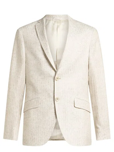 Etro Patterned Blazer With Pockets And Lapel In White