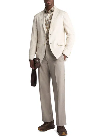 Etro Patterned Blazer With Pockets And Lapel In White