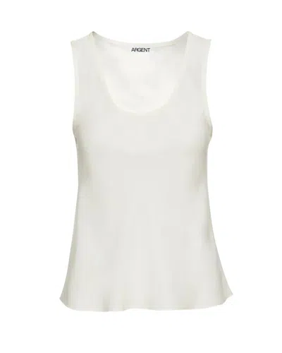 Argent Scoop-neck Silk Charmeuse Tank In Ivory