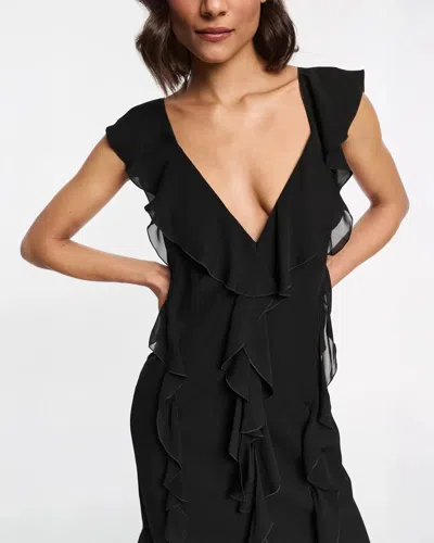 Dorothee Schumacher Silk Georgette Dress With Ruffles In Pure Black