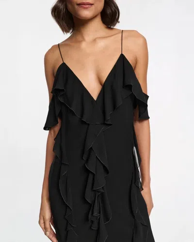Dorothee Schumacher Silk Georgette Dress With Ruffles In Pure Black
