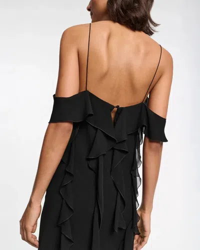 Dorothee Schumacher Silk Georgette Dress With Ruffles In Pure Black