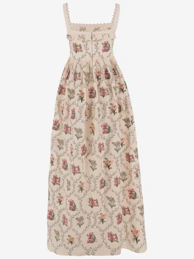 Agua By Agua Bendita Barbara Orquidea Embellished Floral-print Linen Maxi Dress