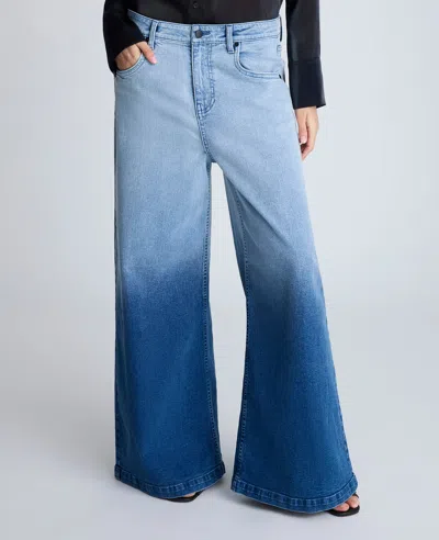 Kenneth Cole Gradient Dye Wide Leg Denim Jean In Gradient Jj Wash