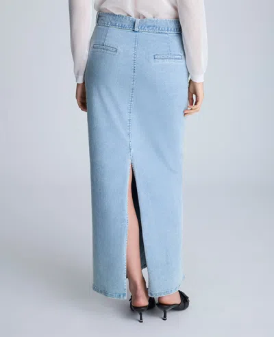 Kenneth Cole Fly Front Belted Maxi Skirt In Blue