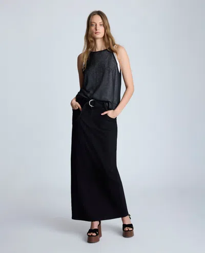 Kenneth Cole Fly Front Belted Maxi Skirt In Nik Wash