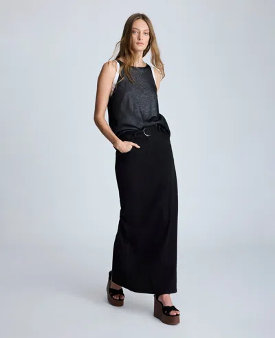 Kenneth Cole Fly Front Belted Maxi Skirt In Nik Wash