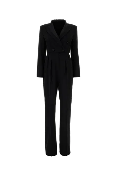 Max Mara Pianoforte Black Stretch Wool Mincio Jumpsuit