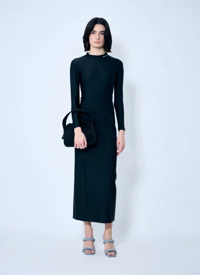 Alexander Wang Long Sleeve Mini Dress With Stone Embellishments In Black