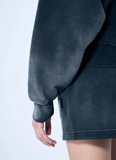 Alexander Wang Women Zip-up Sweater With Rhinestone Drawstring In Gray