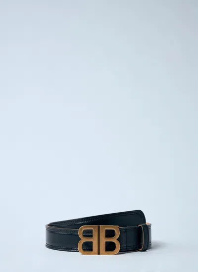Balenciaga Women Bb Soft Leather Belt In Black
