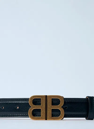 Balenciaga Women Bb Soft Leather Belt In Black
