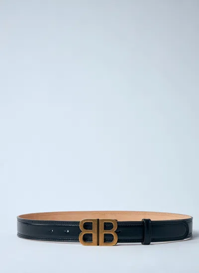 Balenciaga Women Bb Soft Leather Belt In Black