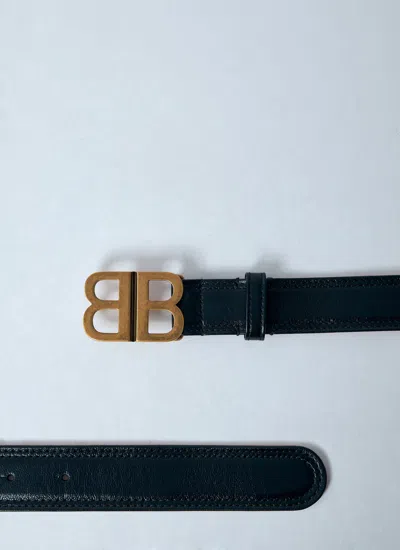 Balenciaga Women Bb Soft Leather Belt In Black
