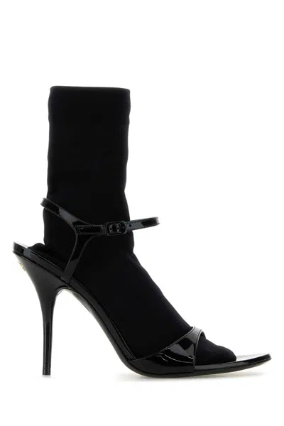 Balenciaga Avenue Sock Black Sandal In Patent Leather And Mesh