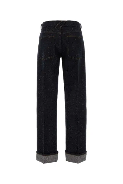 Burberry Cotton Blend Trouser With Metal Belt Loop In Blue