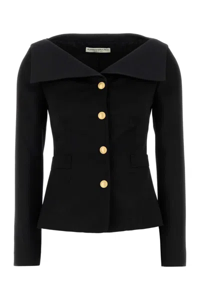 Alessandra Rich Wool Blazer Tailored Gold Buttons In Black