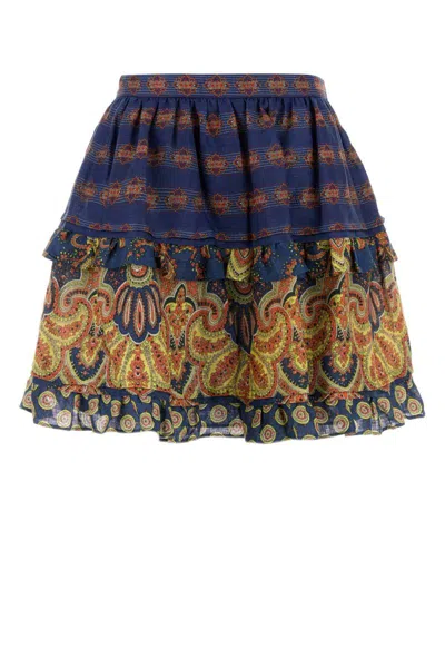 Valentino Skirt In Lino Paisley Medaglioni Voyage Imaginaire In Indacomulticolor