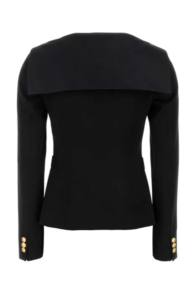 Alessandra Rich Wool Blazer Tailored Gold Buttons In Black