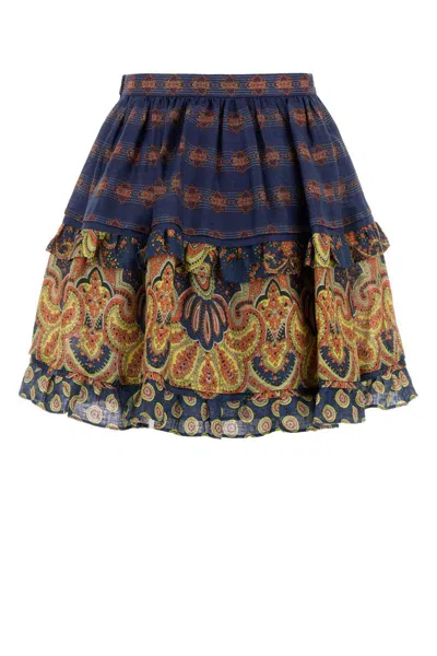 Valentino Skirt In Lino Paisley Medaglioni Voyage Imaginaire In Indacomulticolor