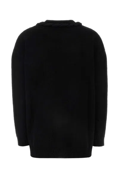 Valentino Off-shoulder Cable Wool Sweater In Black