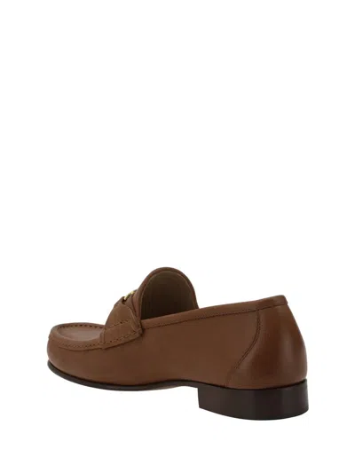 Valentino Garavani Men Vlogo Signature Leather Loafers In Brown