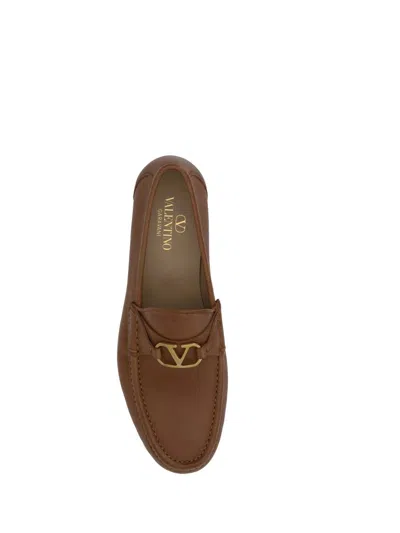 Valentino Garavani Men Vlogo Signature Leather Loafers In Brown