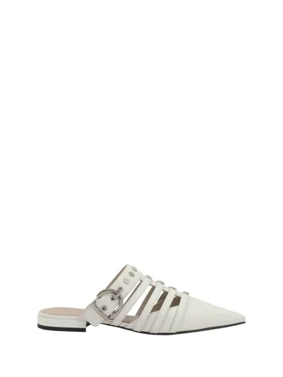 Pinko Pointed-toe Buckle Detailed Slip-on Slides In White