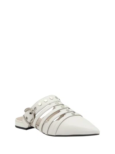 Pinko Pointed-toe Buckle Detailed Slip-on Slides In White