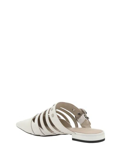 Pinko Pointed-toe Buckle Detailed Slip-on Slides In White