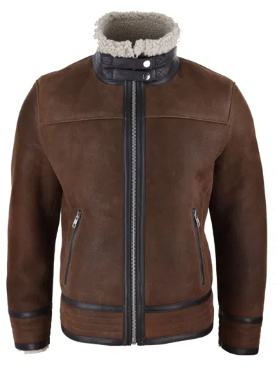 Truclothing Sherling Sheepskin Pilot Jacket Vintage In Brown