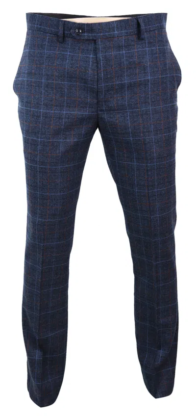 Paul Andrew Harvey Tweed Check Trousers In Blue