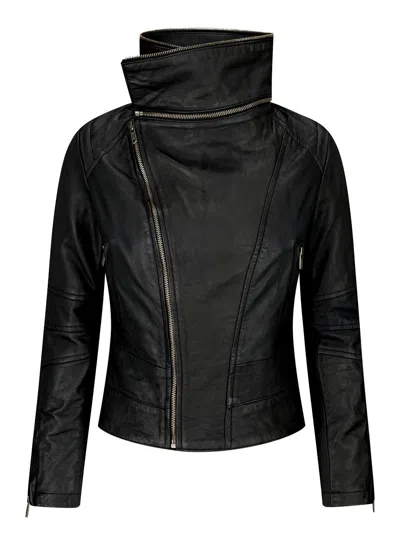 Truclothing Leather Racing Biker Jacket In Black