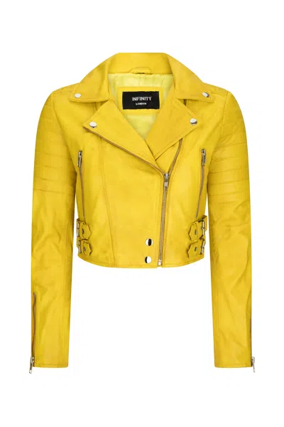 Truclothing Leather Jacket Cross Zip Biker Brando Classic In Yellow