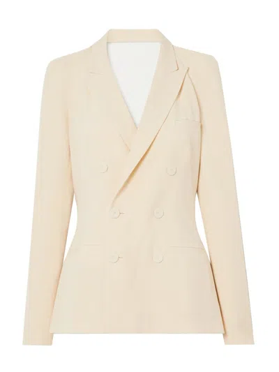 Jean Paul Gaultier + Lotta Volkova Draped Open-back Double-breasted Wool Blazer In Beige