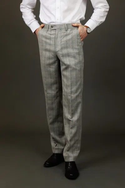 Robert Simon Andrew Checked Trousers In Grey