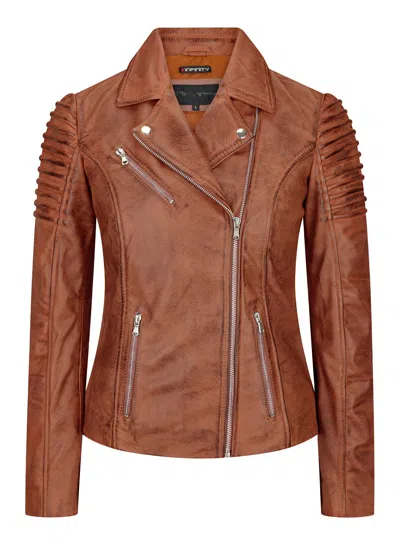 Truclothing Slim Fitted Soft Leather Biker Jacket In Brown