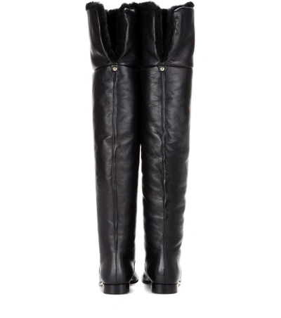 Shop Jimmy Choo Marshall Flat Leather Over-the-knee Boots In Llack