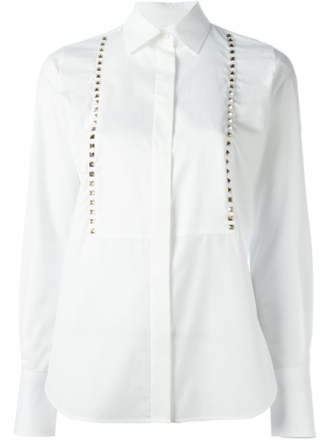Valentino Rockstud Untitled #5 Bib-front Shirt In White | ModeSens