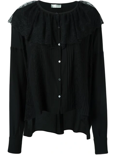 Faith Connexion Silk Blouse With Lace Cape In Black