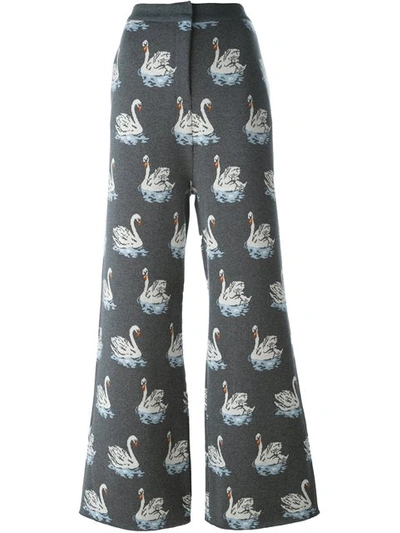 Stella Mccartney Swan Print Trousers - Grey In 1165