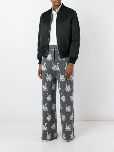Shop Stella Mccartney Swan Print Trousers - Grey