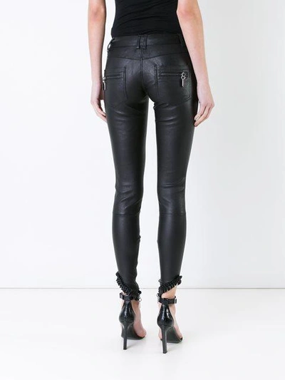 Shop Thomas Wylde Zip Detail Leather Trousers - Black