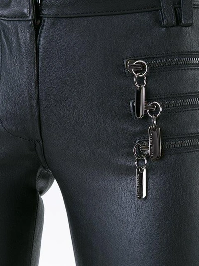 Shop Thomas Wylde Zip Detail Leather Trousers - Black