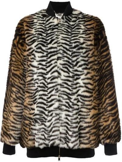 Stella Mccartney Woman Printed Faux Fur Bomber Jacket Tan In Black