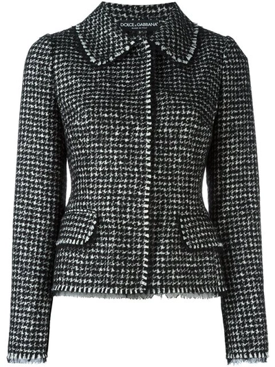 Dolce & Gabbana Houndstooth Tweed Jacket In Black