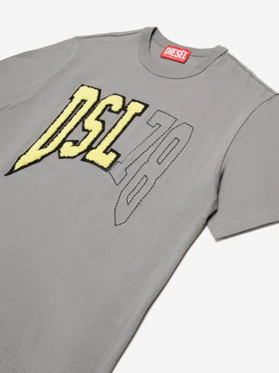 Diesel Boys Logo T-shirt In Grey