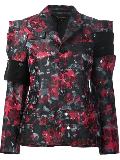 Comme Des Garçons Flowers Jacquard Jacket In Black